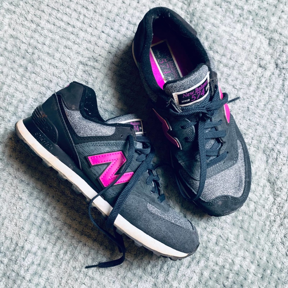 NEW BALANCE 574 gray/purple leisure sneakers womens 9.5